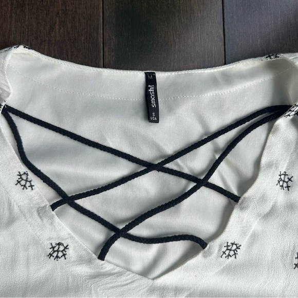 SMASH! BOHO WHITE & BLACK  LONG SLEEVES DRESS - S - Picture 10 of 11